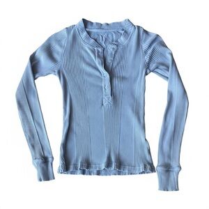 Aerie Sky Blue Ribbed Long Sleeve Tee